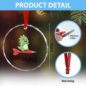 Cute Dartsaurus Playing Dart Crystal Glass Ornament Dinosaur Lover Gift TS12 Print Your Wear