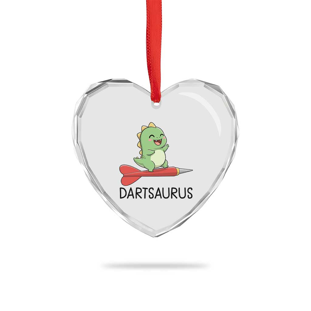Cute Dartsaurus Playing Dart Heart Crystal Glass Ornament Dinosaur Lover Gift TS12 Print Your Wear