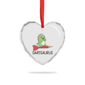 Cute Dartsaurus Playing Dart Heart Crystal Glass Ornament Dinosaur Lover Gift TS12 Print Your Wear
