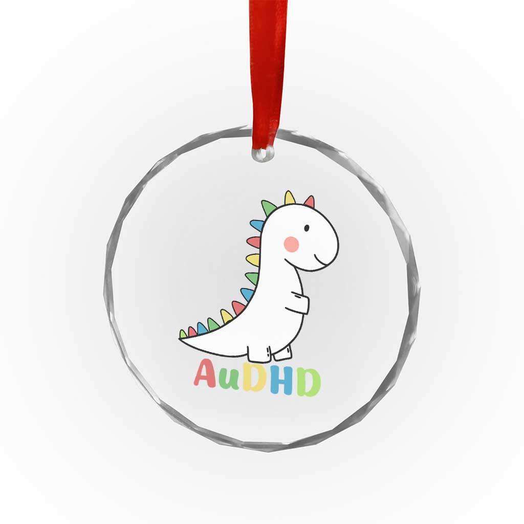 Cute Dinosaur AuDHD Crystal Glass Ornament ADHD Awareness TS02 Print Your Wear