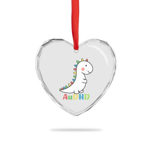 Cute Dinosaur AuDHD Heart Crystal Glass Ornament ADHD Awareness TS02 Print Your Wear