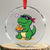 Cute Dinosaur Eating Chicken Nuggets Crystal Glass Ornament Food Humor Gift TS12 Transparent Glass 3'' Circle Print Your Wear