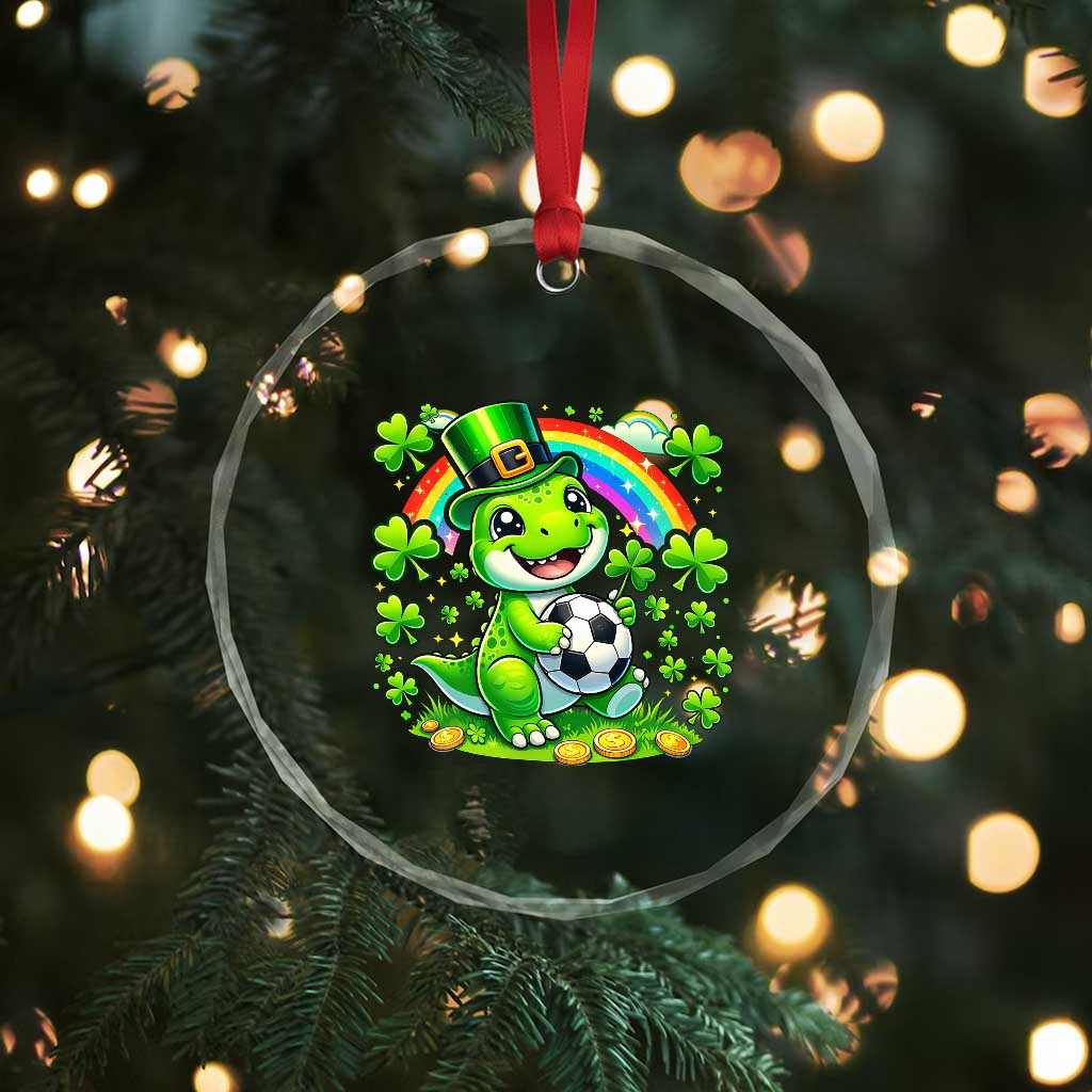 Cute Dinosaur Soccer Player Crystal Glass Ornament St Patricks Day Dino Lover TS12 Print Your Wear