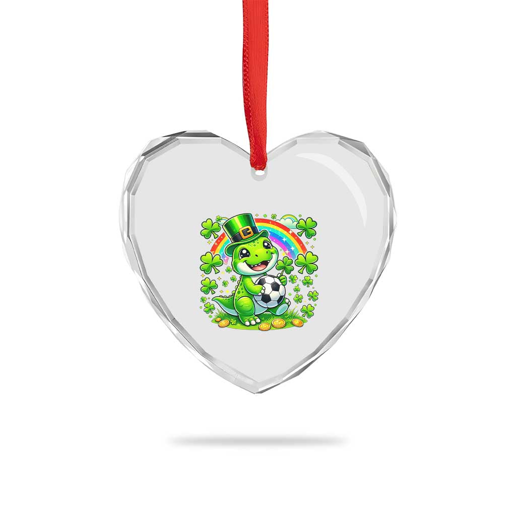 Cute Dinosaur Soccer Player Heart Crystal Glass Ornament St Patricks Day Dino Lover TS12 Print Your Wear