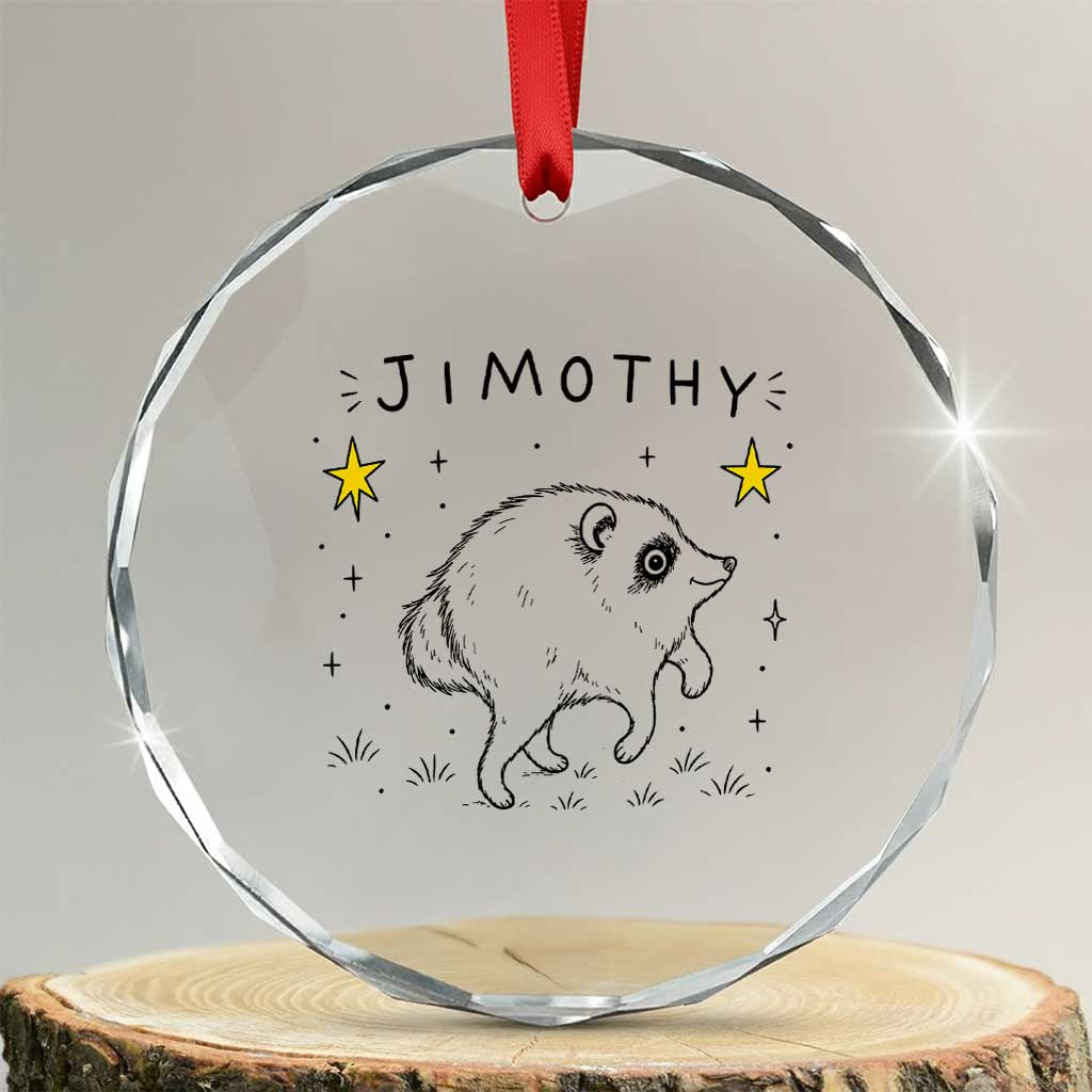 Cute Doodle Starry Jimothy the Raccoon Graphic Crystal Glass Ornament Viral Seattle Trash Panda TS02 Transparent Glass 3'' Circle Print Your Wear