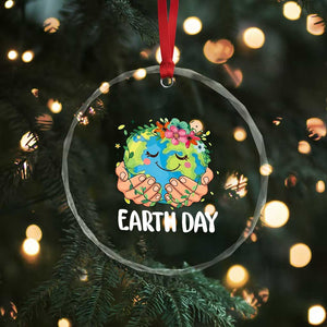 Cute Earth with Floral Earth Day Crystal Glass Ornament TS14 Print Your Wear