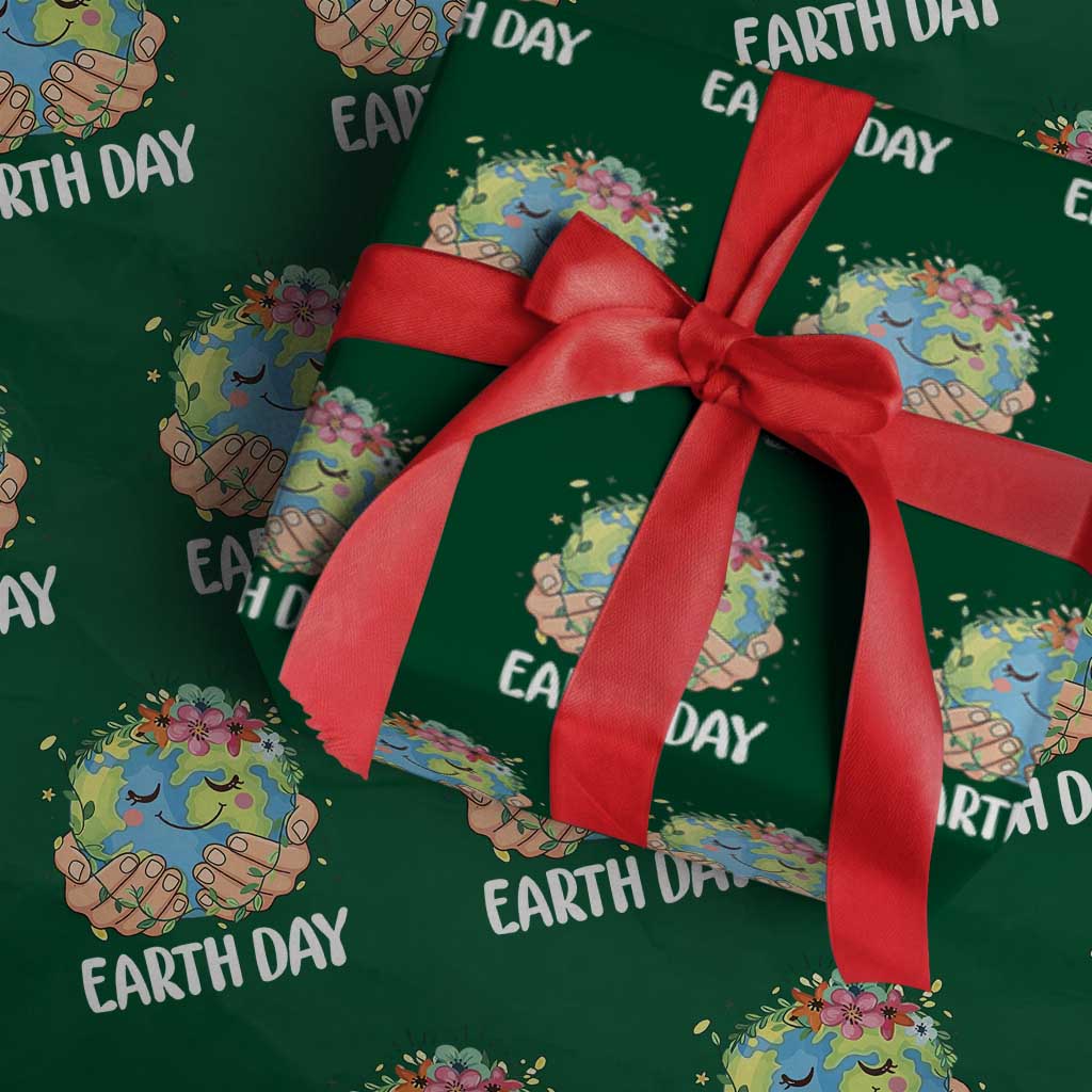 Cute Earth with Floral Earth Day Wrapping Paper Roll TS14 Green Print Your Wear