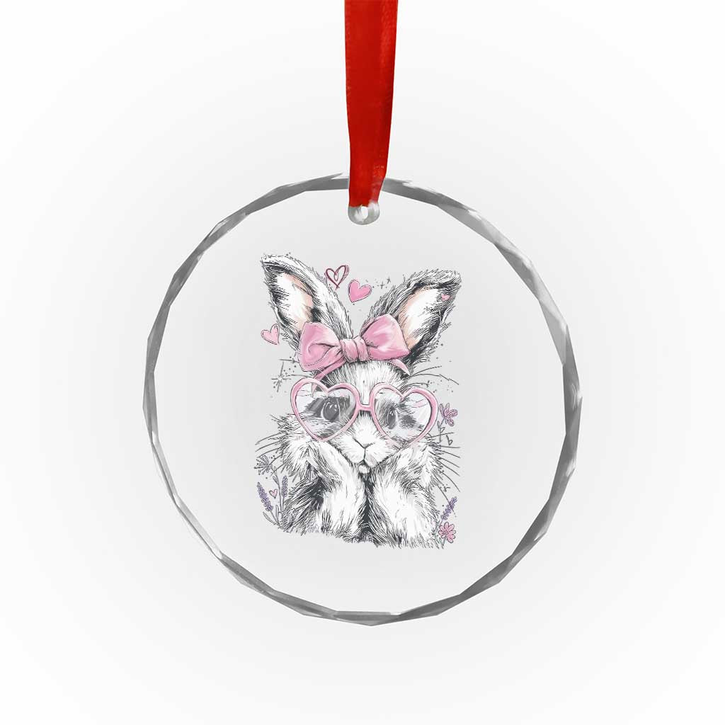 Cute Easter Bunny with Heart Glasses Pink Bow Crystal Glass Ornament Adorable Rabbit Love Aesthetic Gift TS02 Print Your Wear