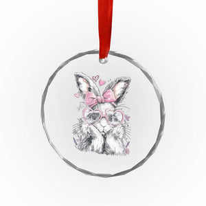 Cute Easter Bunny with Heart Glasses Pink Bow Crystal Glass Ornament Adorable Rabbit Love Aesthetic Gift TS02 Print Your Wear