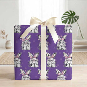 Cute Easter Bunny with Heart Glasses Pink Bow Wrapping Paper Roll Adorable Rabbit Love Aesthetic Gift TS02 Purple Print Your Wear
