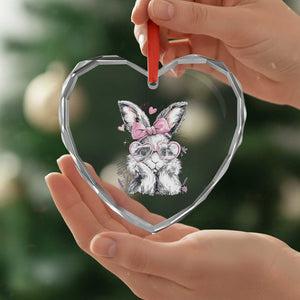 Cute Easter Bunny with Heart Glasses Pink Bow Heart Crystal Glass Ornament Adorable Rabbit Love Aesthetic Gift TS02 Print Your Wear