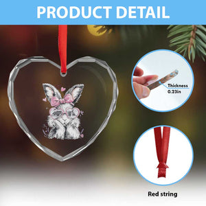 Cute Easter Bunny with Heart Glasses Pink Bow Heart Crystal Glass Ornament Adorable Rabbit Love Aesthetic Gift TS02 Print Your Wear