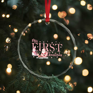 Cute First Xmas Crystal Glass Ornament Pink Santa Snowman TS09 Print Your Wear