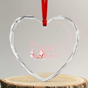 Cute First Xmas Heart Crystal Glass Ornament Pink Santa Snowman TS09 Transparent Glass 3'' Heart Print Your Wear
