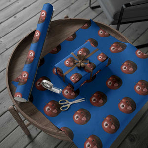 Cute Freaky Apple with Tongue Out Wrapping Paper Roll Funny Goofy AI Fruit Meme TS02 Blue Print Your Wear