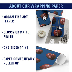 Cute Freaky Apple with Tongue Out Wrapping Paper Roll Funny Goofy AI Fruit Meme TS02 Print Your Wear