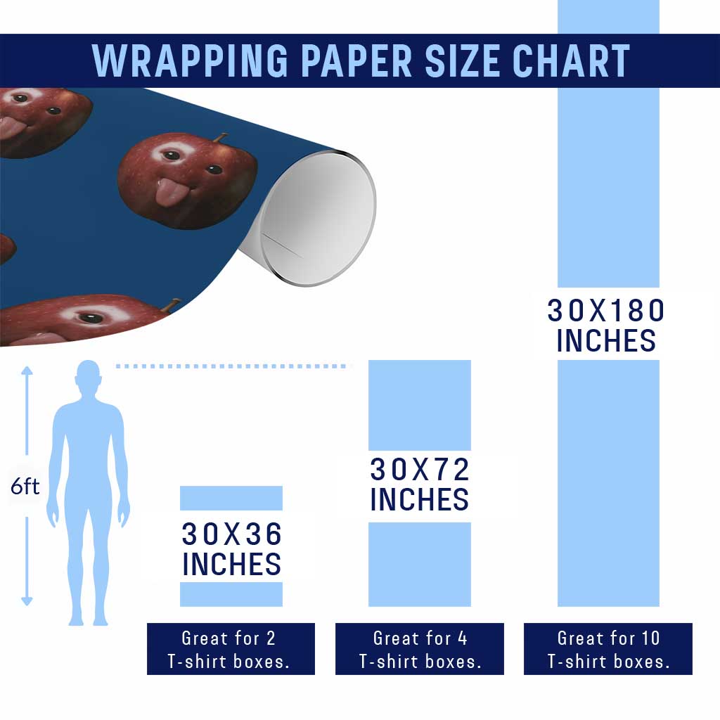 Cute Freaky Apple with Tongue Out Wrapping Paper Roll Funny Goofy AI Fruit Meme TS02 Print Your Wear
