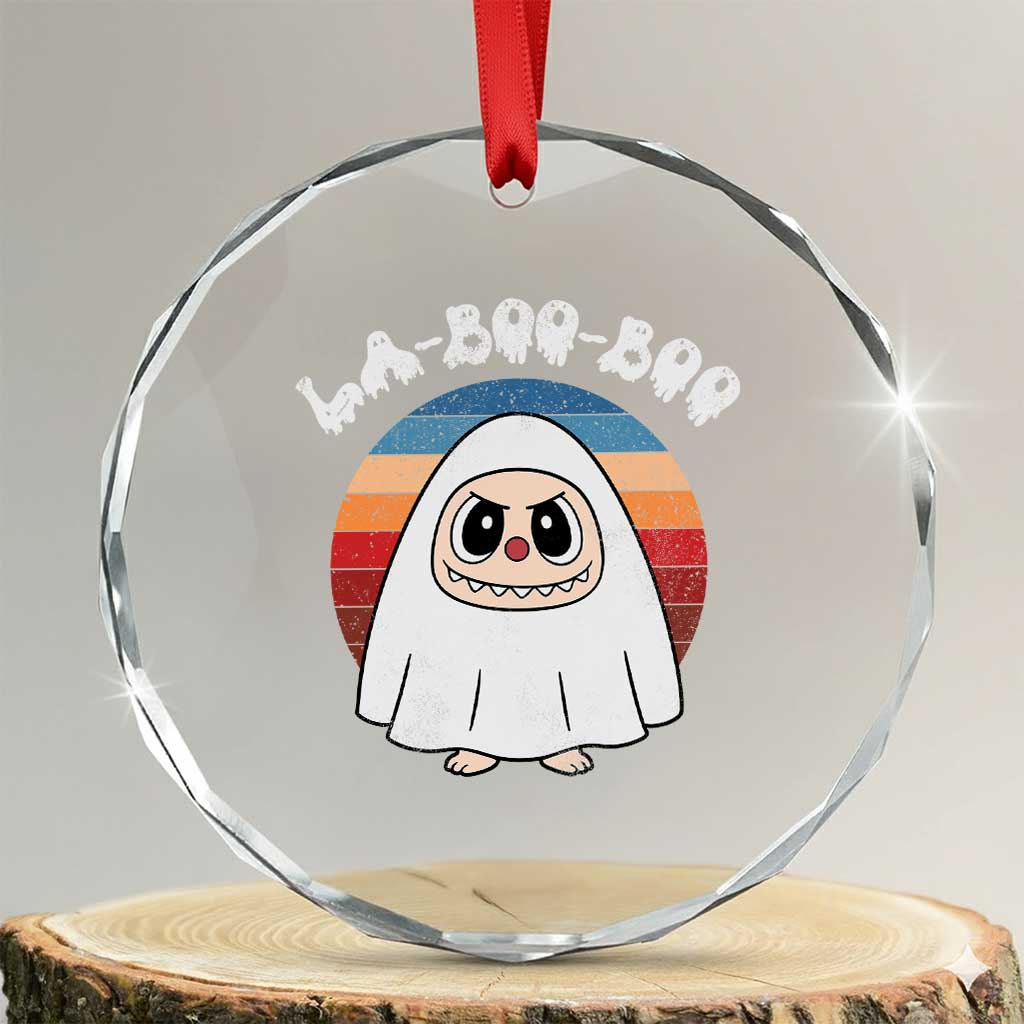 Cute Ghost Halloween Costume Crystal Glass Ornament Retro Spooky Trending Cartoon La Boo Boo TS10 Transparent Glass 3'' Circle Print Your Wear