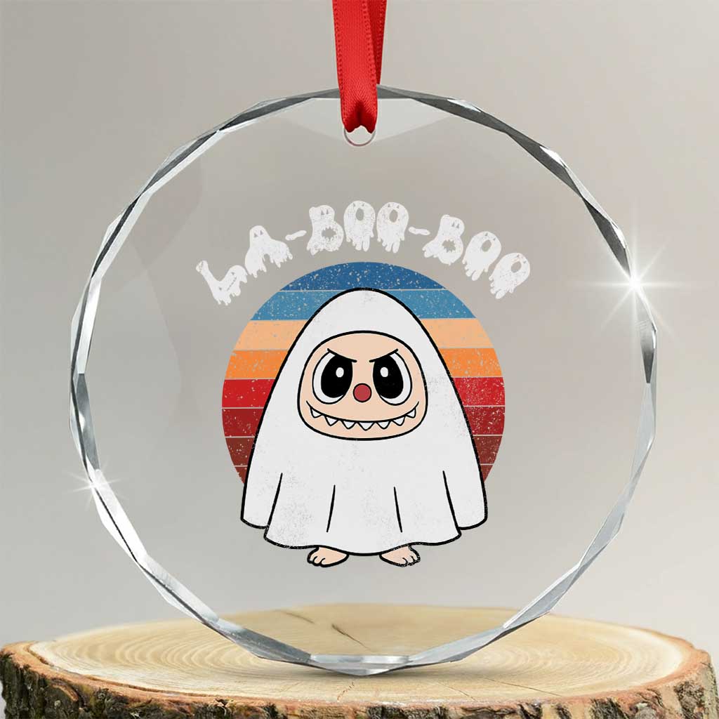 Cute Ghost Halloween Costume Crystal Glass Ornament Retro Spooky Trending Cartoon La Boo Boo TS10 Transparent Glass 3'' Circle Print Your Wear