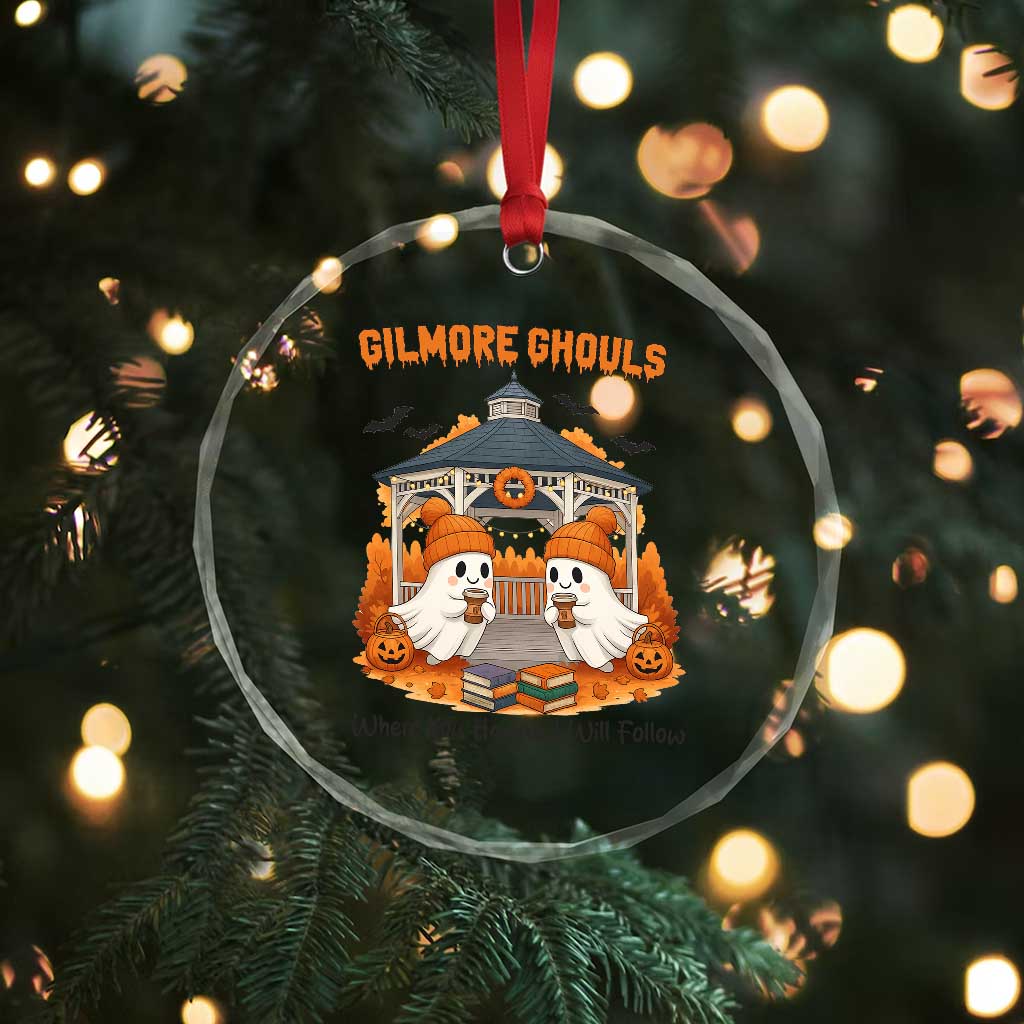 Cute Gilmore Ghouls Halloween Ghost Crystal Glass Ornament Cozy Fall Aesthetic with Pumpkin Spice and Books TS02 Print Your Wear