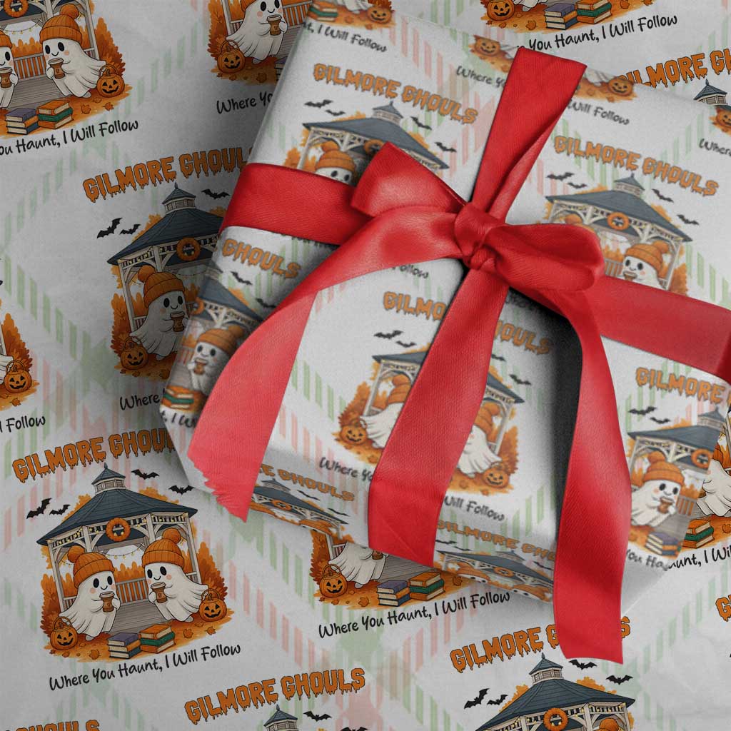 Cute Gilmore Ghouls Halloween Ghost Wrapping Paper Roll Cozy Fall Aesthetic with Pumpkin Spice and Books TS02 Christmas Plaid Print Your Wear