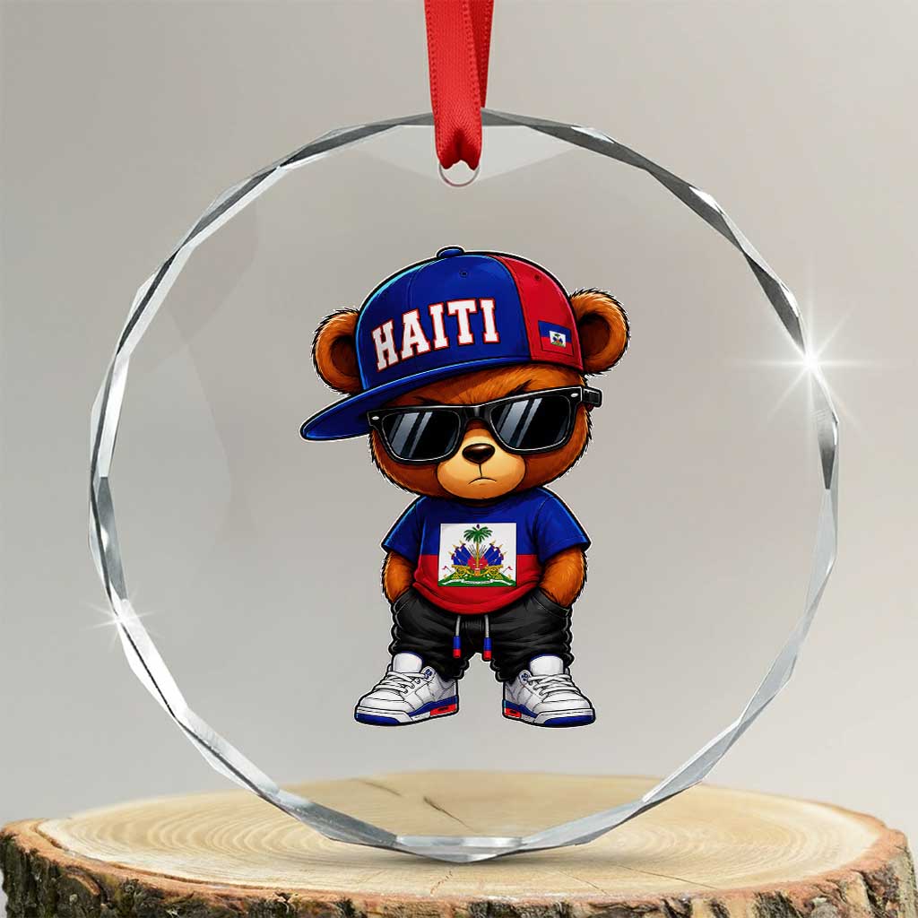 Cute Haiti Crystal Glass Ornament Hip Hop Teddy Bear Haitian Flag Ayiti Roots TS10 Transparent Glass 3'' Circle Print Your Wear