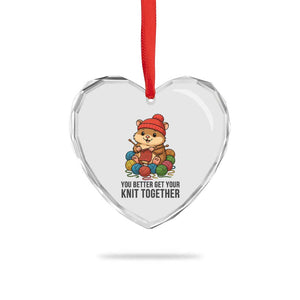 Cute Hamster Knitting Heart Crystal Glass Ornament You Better Get Your Knit Together TS12 Print Your Wear