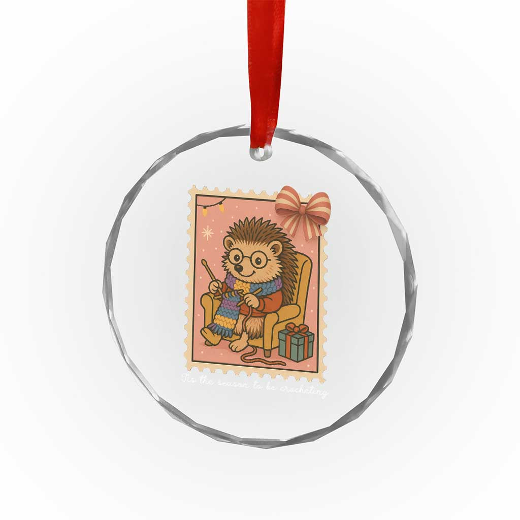 Cute Hedgehog Knitting Crystal Glass Ornament Christmas Holiday Gift TS12 Print Your Wear