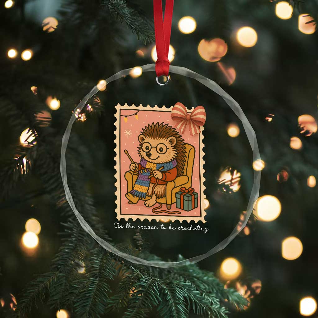 Cute Hedgehog Knitting Crystal Glass Ornament Christmas Holiday Gift TS12 Print Your Wear