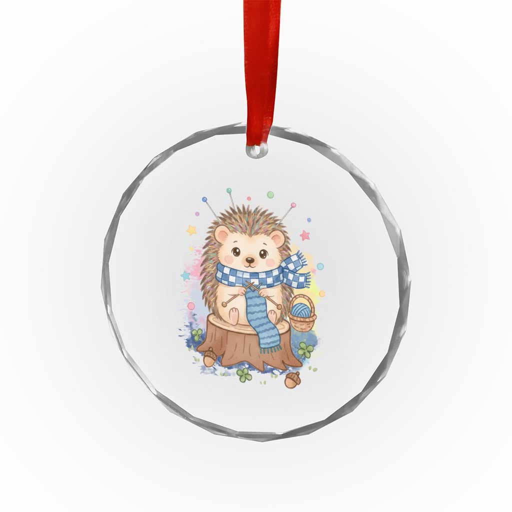 Cute Hedgehog Knitting Crystal Glass Ornament Gift For Crocheter TS12 Print Your Wear