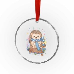 Cute Hedgehog Knitting Crystal Glass Ornament Gift For Crocheter TS12 Print Your Wear