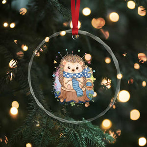Cute Hedgehog Knitting Crystal Glass Ornament Gift For Crocheter TS12 Print Your Wear