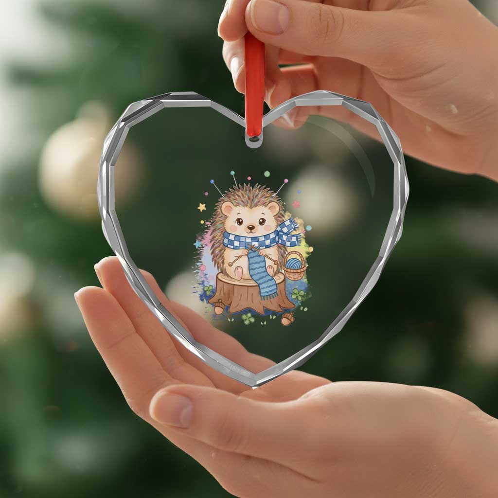 Cute Hedgehog Knitting Heart Crystal Glass Ornament Gift For Crocheter TS12 Print Your Wear
