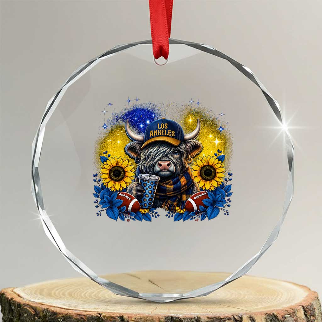 Cute Highland Cow Game Day Crystal Glass Ornament Los Angeles Sports Fan TS12 Transparent Glass 3'' Circle Print Your Wear