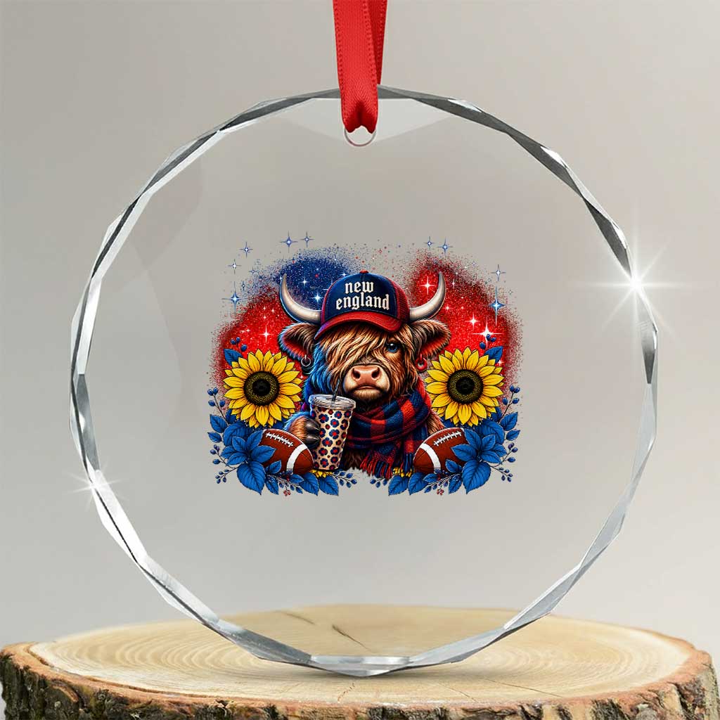 Cute Highland Cow Game Day Crystal Glass Ornament New England Sports Fan Gift TS12 Transparent Glass 3'' Circle Print Your Wear