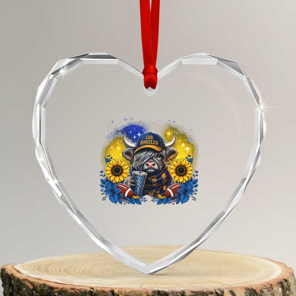 Cute Highland Cow Game Day Heart Crystal Glass Ornament Los Angeles Sports Fan TS12 Transparent Glass 3'' Heart Print Your Wear