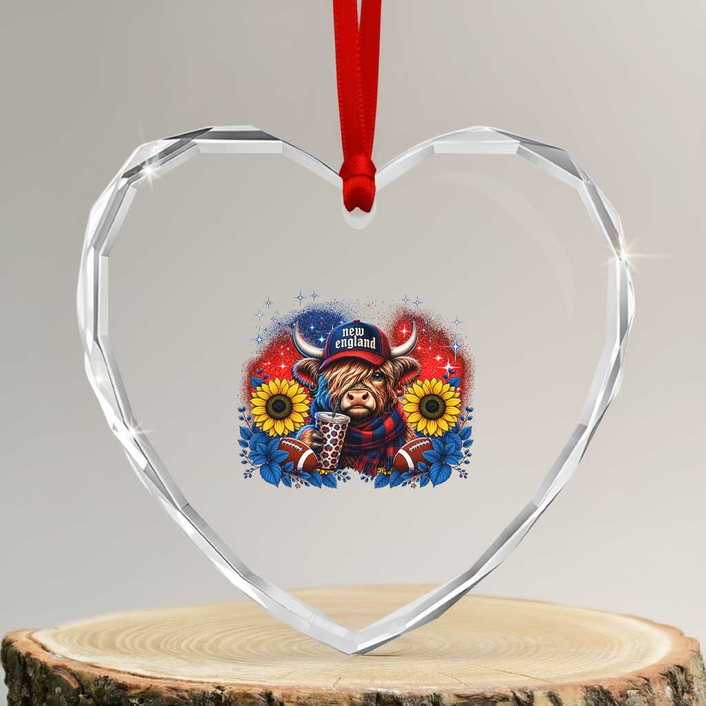Cute Highland Cow Game Day Heart Crystal Glass Ornament New England Sports Fan Gift TS12 Transparent Glass 3'' Heart Print Your Wear