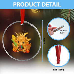Cute Highland Cow With Kwanzaa Kinara And Presents Crystal Glass Ornament African Heritage Gift TS12 Print Your Wear