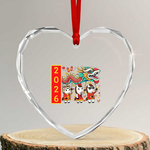 Cute Horse Dragon Dance Heart Crystal Glass Ornament Lunar New Year TS12 Transparent Glass 3'' Heart Print Your Wear