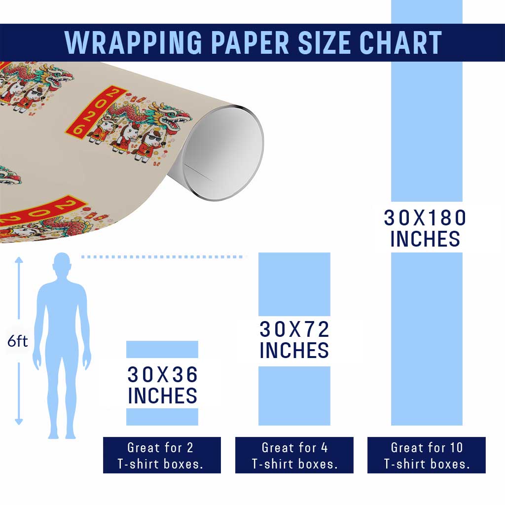 Cute Horse Dragon Dance Wrapping Paper Roll Lunar New Year TS12 Print Your Wear