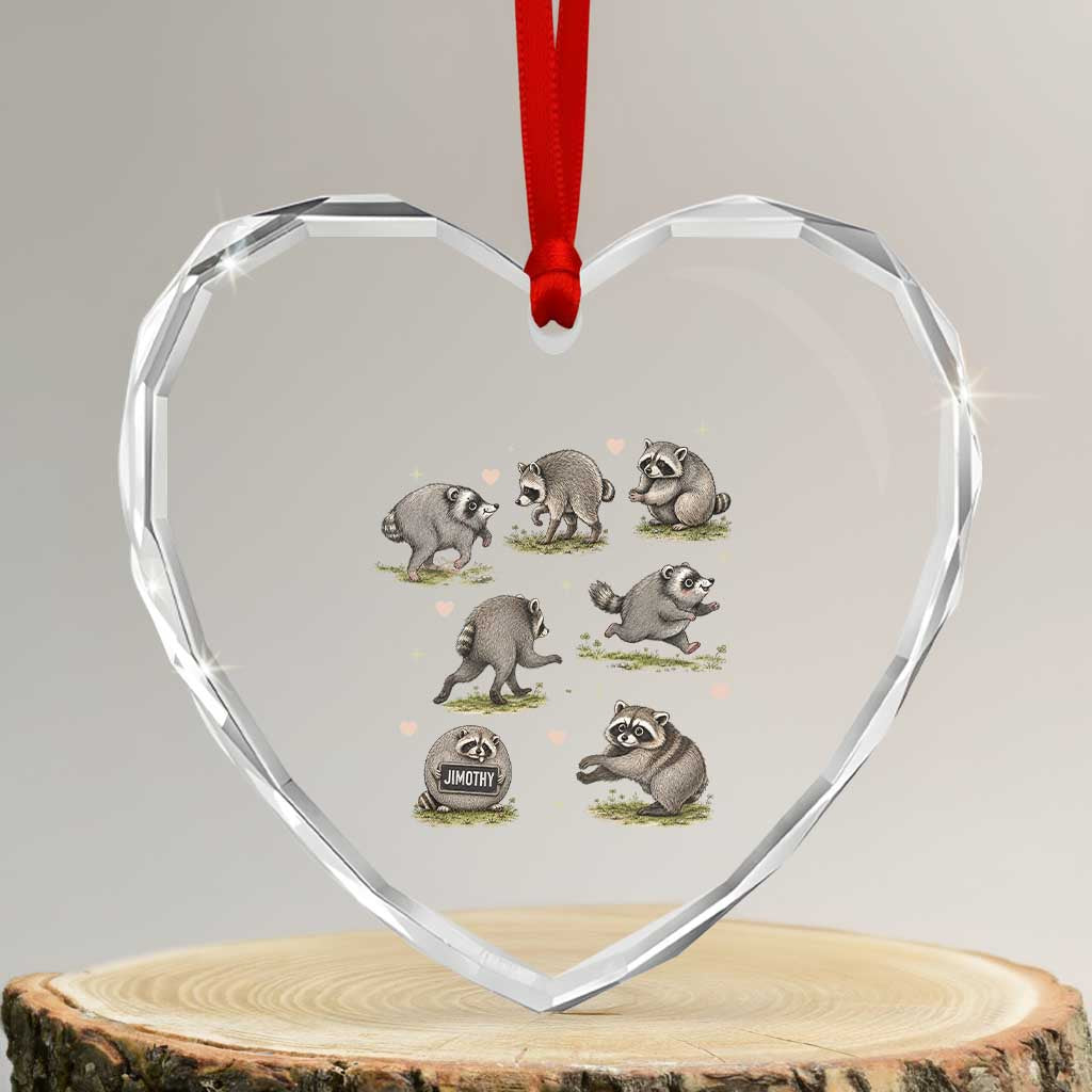 Cute Jimothy The Raccoon Heart Crystal Glass Ornament Viral Seattle Wildlife Trash Panda Gift TS12 Transparent Glass 3'' Heart Print Your Wear