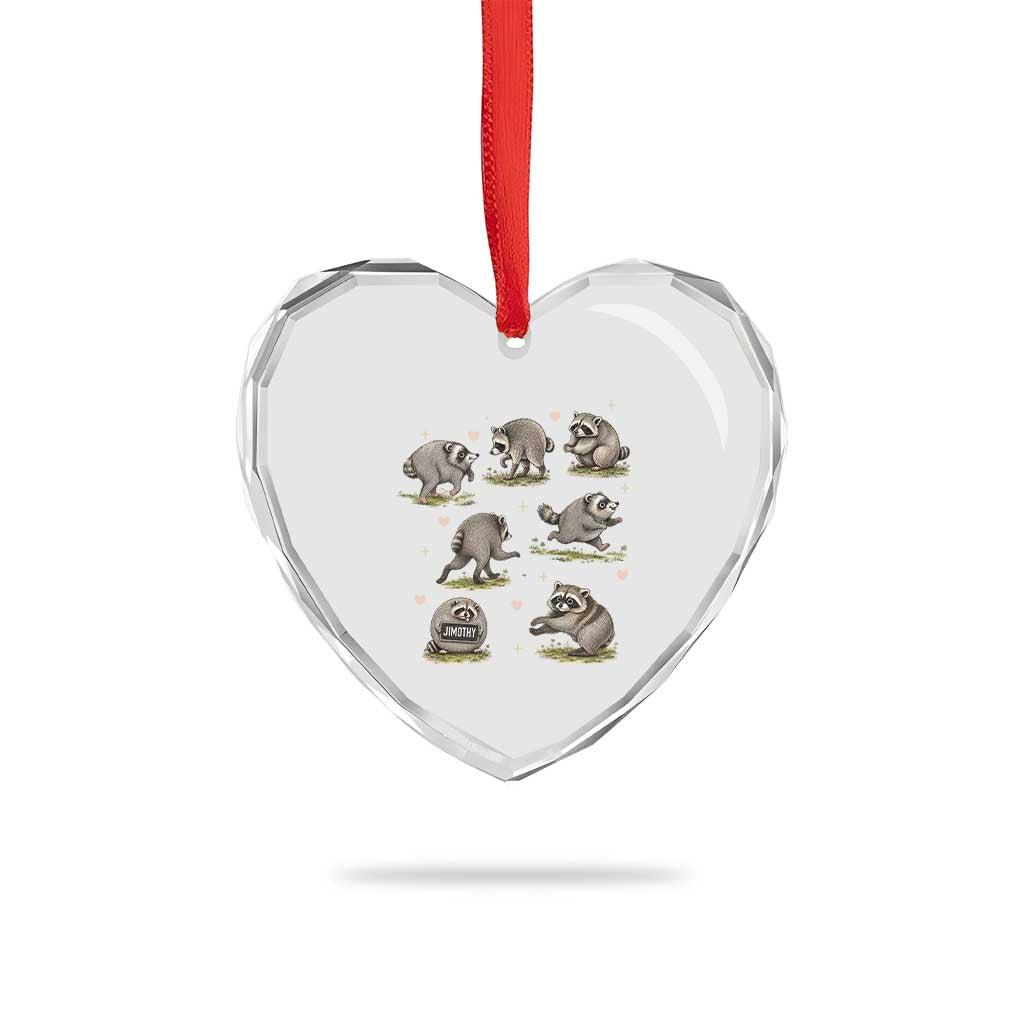 Cute Jimothy The Raccoon Heart Crystal Glass Ornament Viral Seattle Wildlife Trash Panda Gift