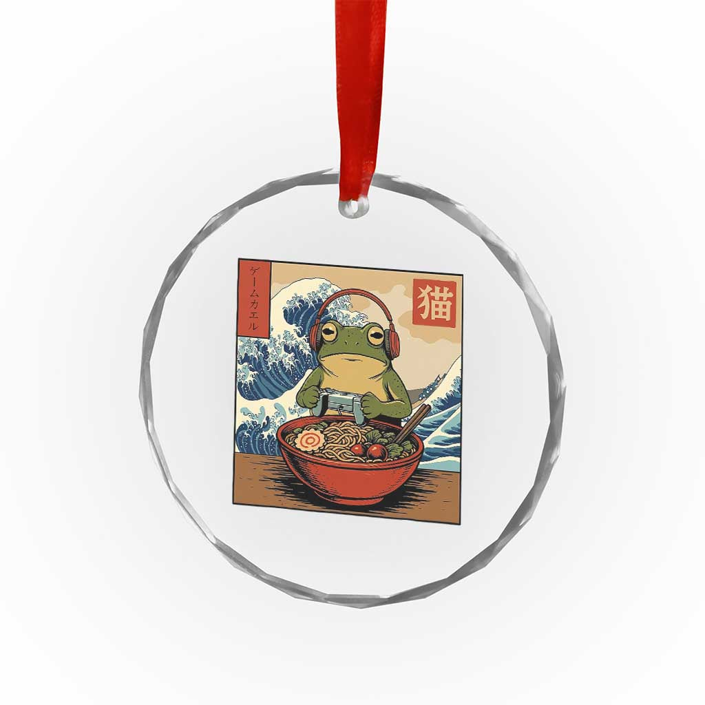 Cute Kawaii Gamer Frog Ramen Crystal Glass Ornament Retro Japanese Funny Cat Gaming TS10 Print Your Wear
