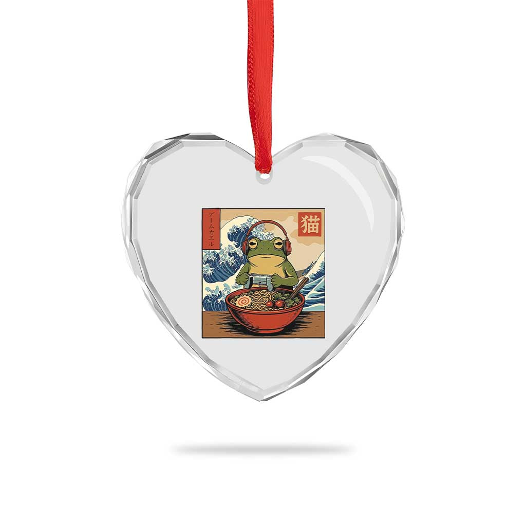 Cute Kawaii Gamer Frog Ramen Heart Crystal Glass Ornament Retro Japanese Funny Cat Gaming TS10 Print Your Wear