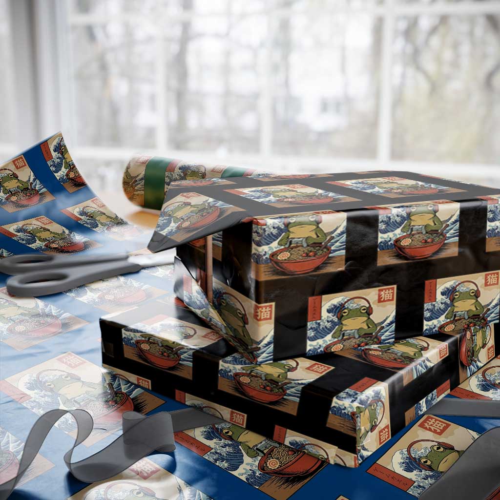 Cute Kawaii Gamer Frog Ramen Wrapping Paper Roll Retro Japanese Funny Cat Gaming TS10 Black Print Your Wear