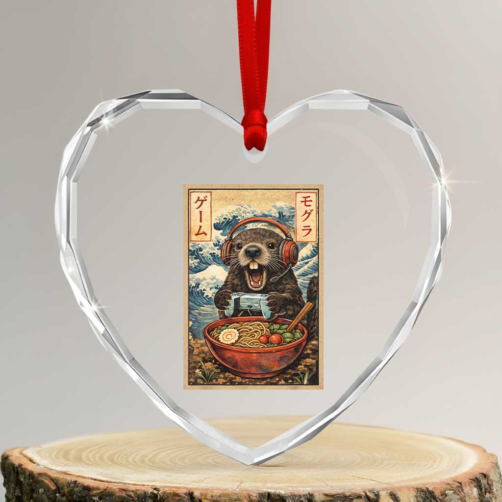 Cute Kawaii Gamer Groundhog Heart Crystal Glass Ornament Funny Japanese Ramen Anime Otaku Fan Gift TS10 Transparent Glass 3'' Heart Print Your Wear