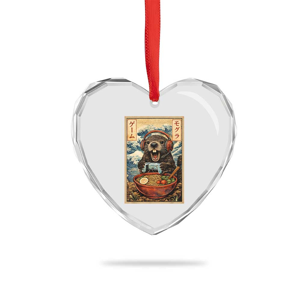 Cute Kawaii Gamer Groundhog Heart Crystal Glass Ornament Funny Japanese Ramen Anime Otaku Fan Gift TS10 Print Your Wear