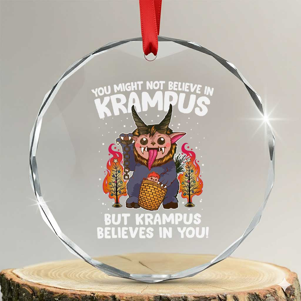 Cute Krampus Crystal Glass Ornament Believes In You Germanic Christmas Demon Horror TS09 Transparent Glass 3'' Circle Print Your Wear