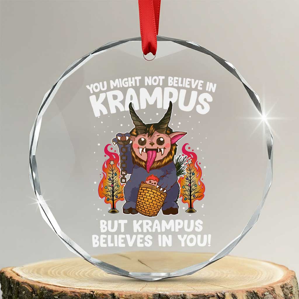 Cute Krampus Crystal Glass Ornament Believes In You Germanic Christmas Demon Horror TS09 Transparent Glass 3'' Circle Print Your Wear