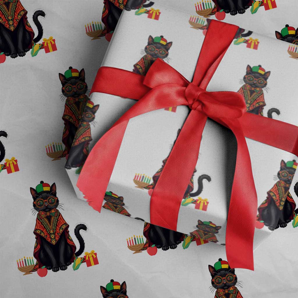 Cute Kwanzaa Cat Dashiki Wrapping Paper Roll African Heritage Gift TS12 White Print Your Wear